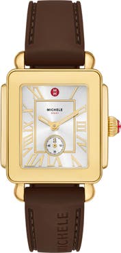 MICHELE Deco Sport Mid Silicone Strap Watch, 29mm x 31mm