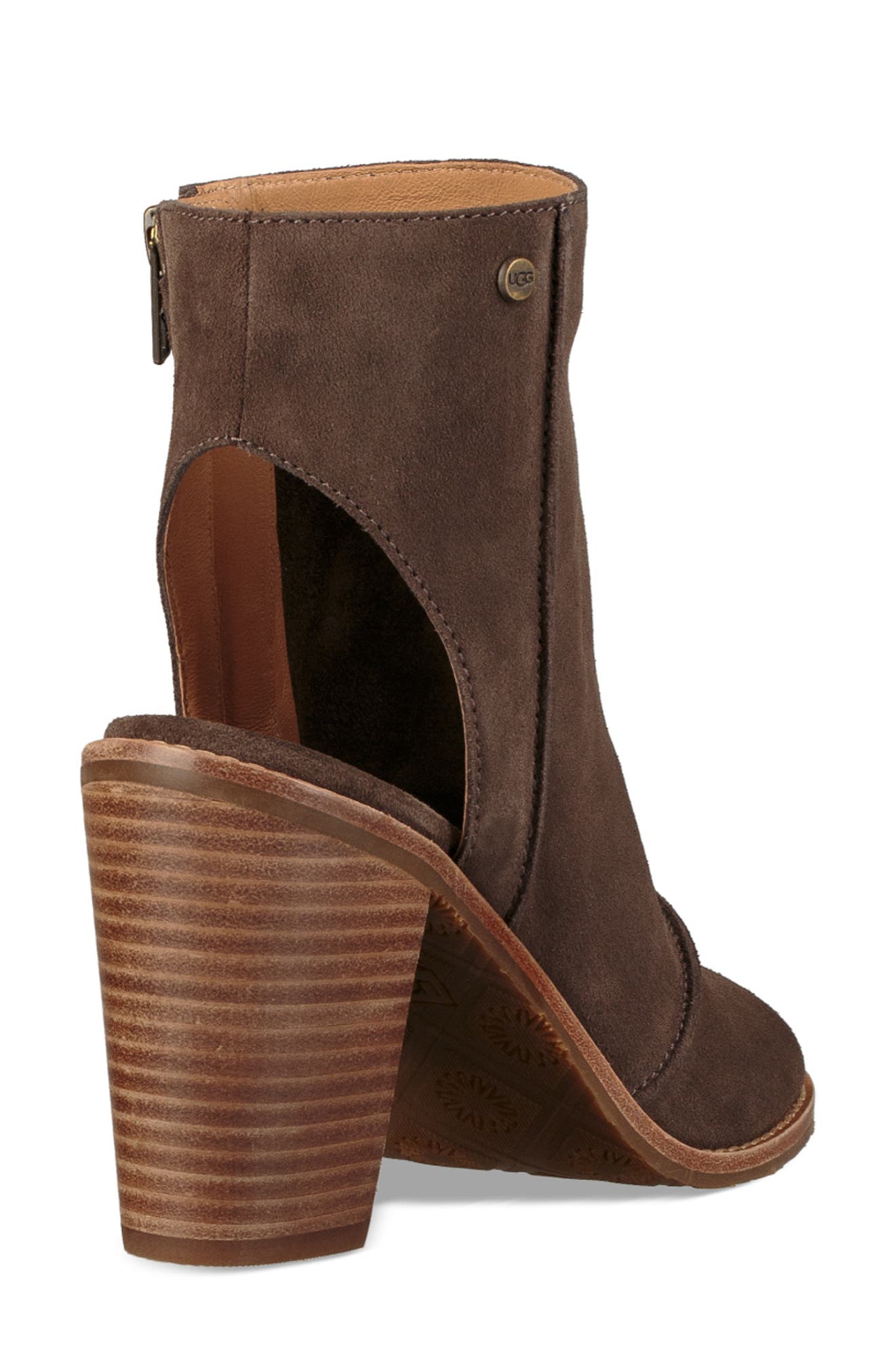 Valencia Peep Toe Bootie, Alternate, color, MYSTERIOUS LEATHER