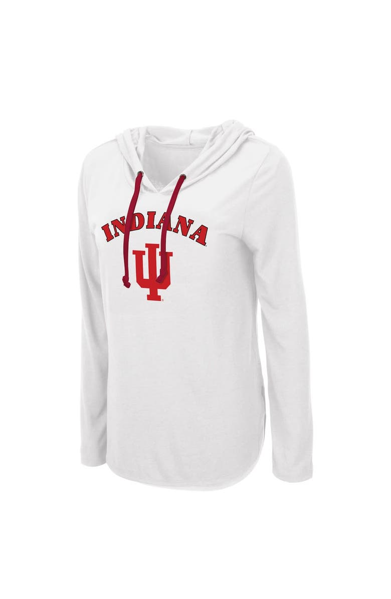 COLOSSEUM Women's Colosseum White Indiana Hoosiers My Lover Lightweight Hooded Long Sleeve T-Shirt, Alternate, color, White