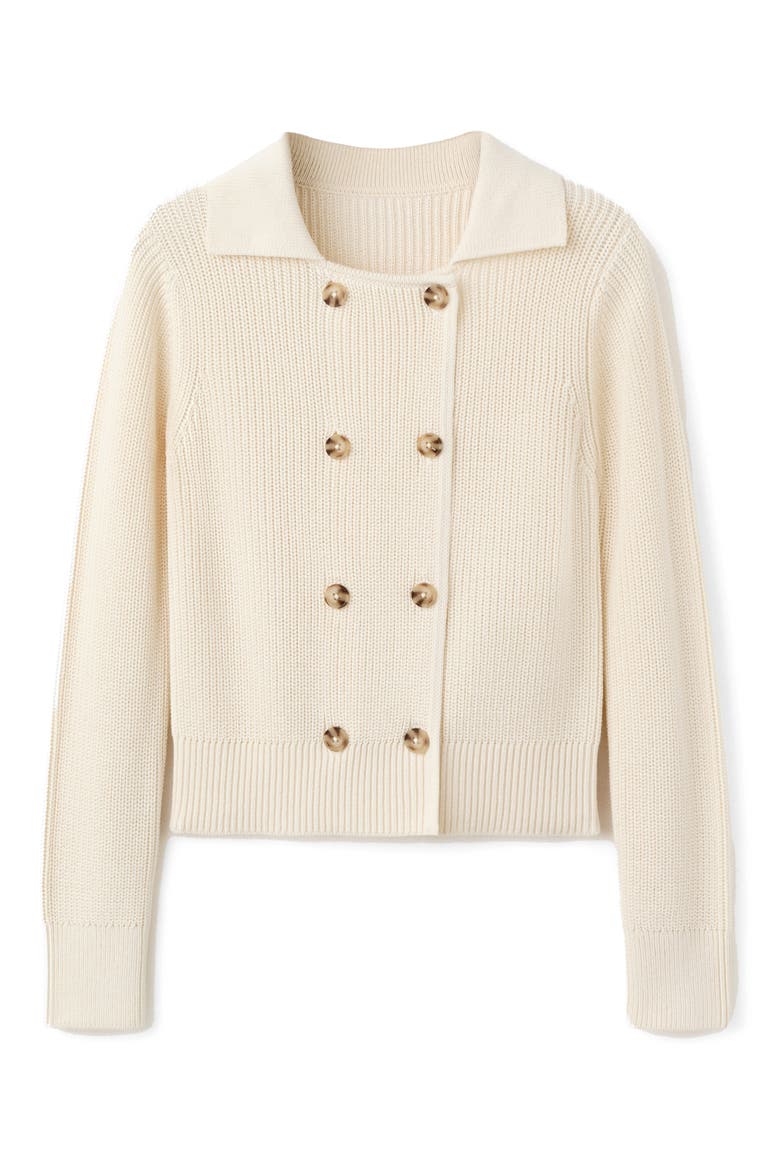 Double Breasted Cotton Cardigan, Alternate, color, ECRU