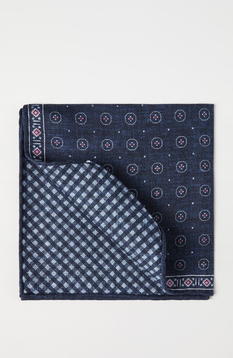 Brunello Cucinelli Silk pocket square, Alternate, color, Navy Blue
