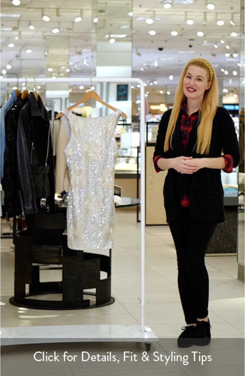 Caledonia Floral Embroidered Sequin Shift Dress, sales video thumbnail