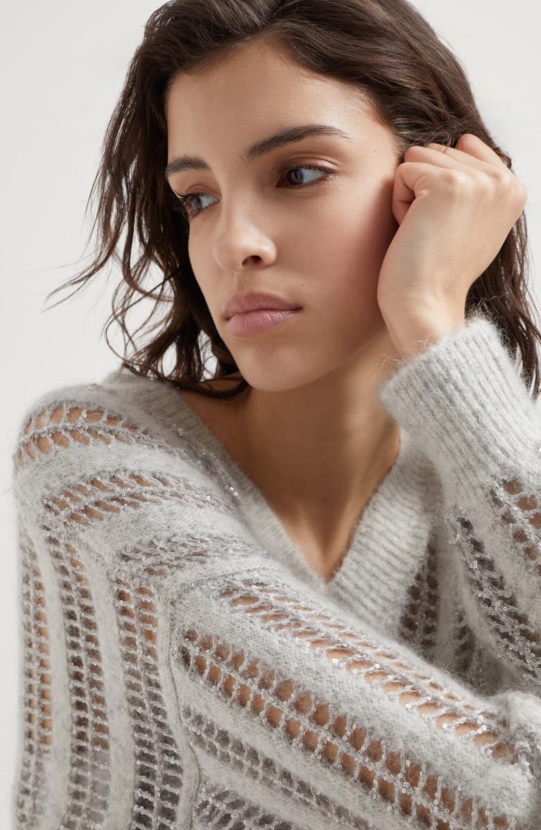 Brunello Cucinelli Dazzling Net sweater, Alternate, color, 