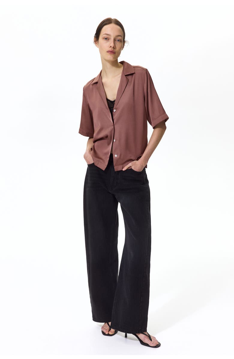 H&M Satin Resort Shirt, Alternate, color, Dark Dusty Pink