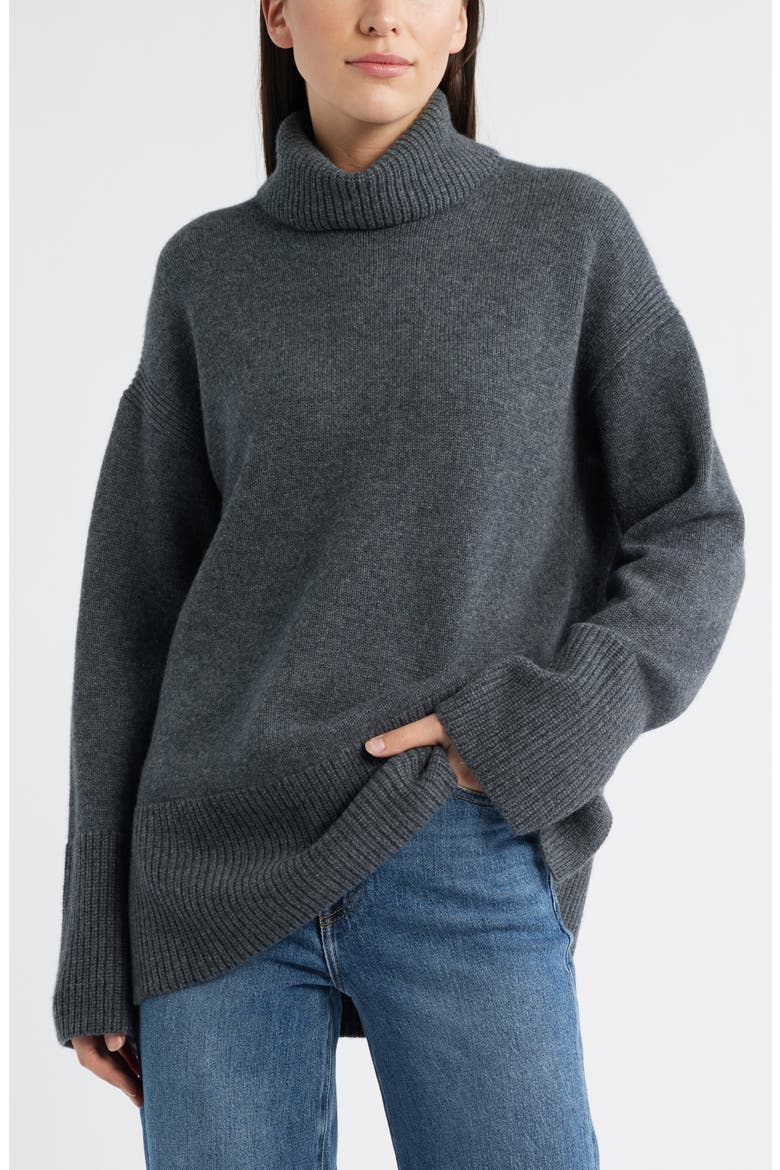 Wool & Cashmere Turtleneck Sweater, Main, color, GREY ONYX HEATHER