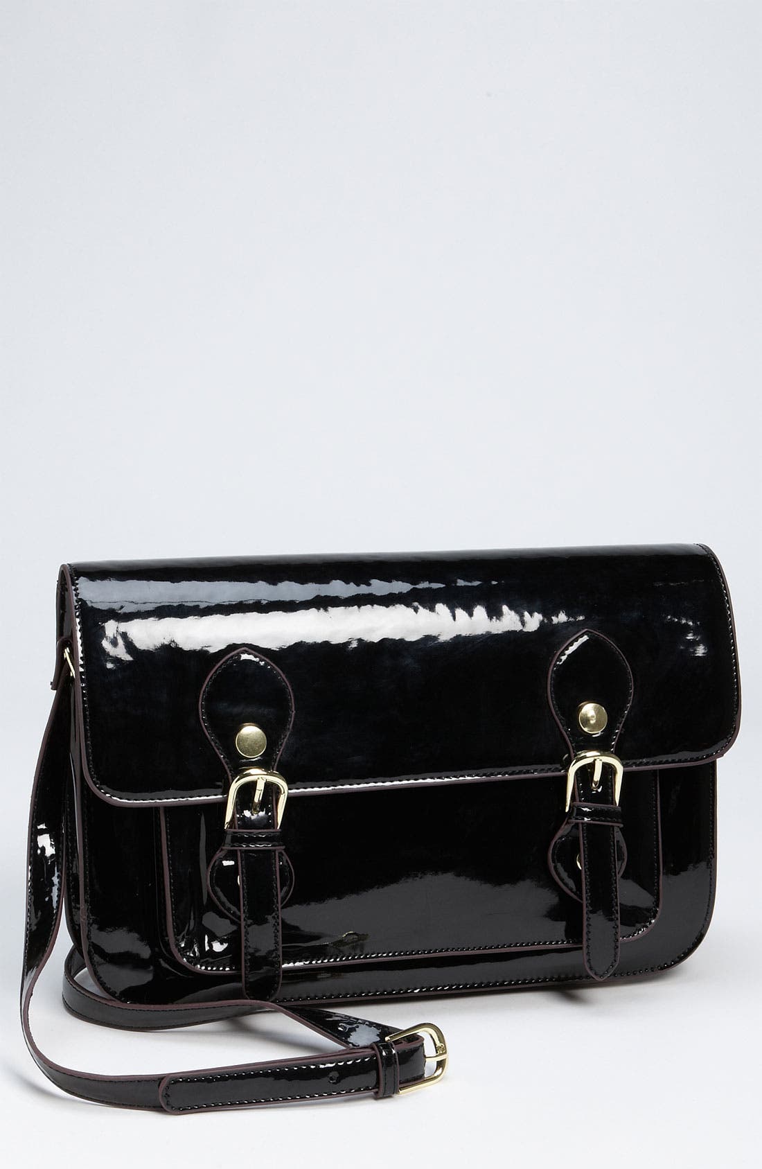 by Steve Madden 'Large' Patent Crossbody Bag, Main, color, BLACK