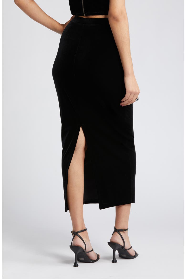 Velour Maxi Skirt, Alternate, color, BLACK
