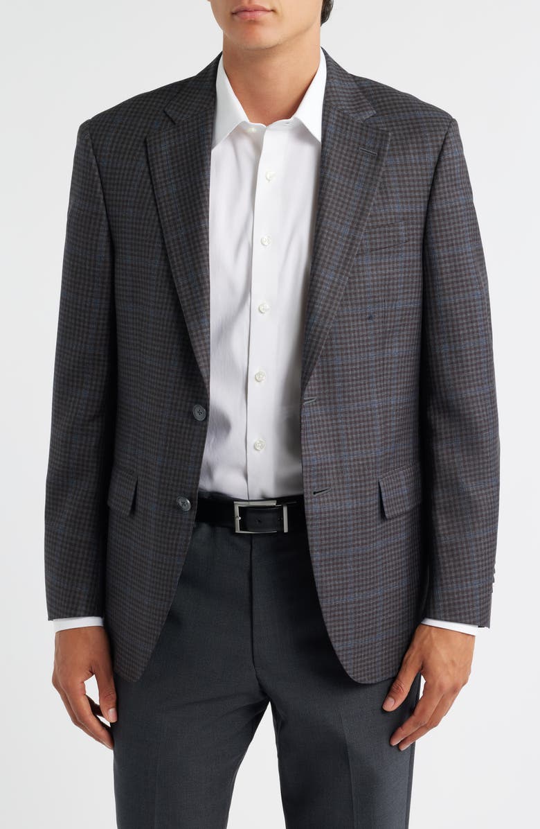 Peter Millar Flynn Classic Fit Brown Check Wool Sport Coat, Main, color, Brown