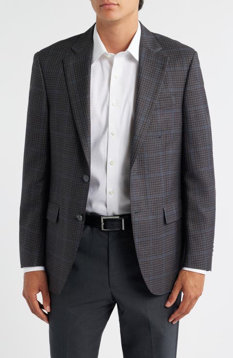 Flynn Classic Fit Brown Check Wool Sport Coat (Regular & Big)