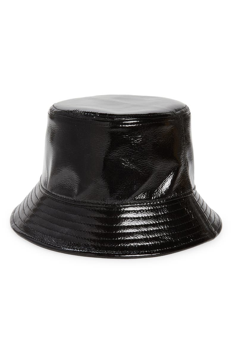 Stand Studio Vida Patent Faux Leather Bucket Hat, Main, color,