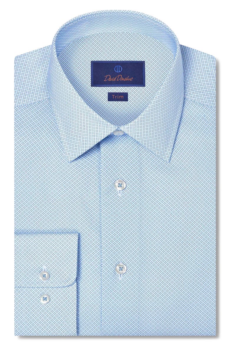 Trim Fit Neat Print Cotton Dress Shirt, Main, color, SKY