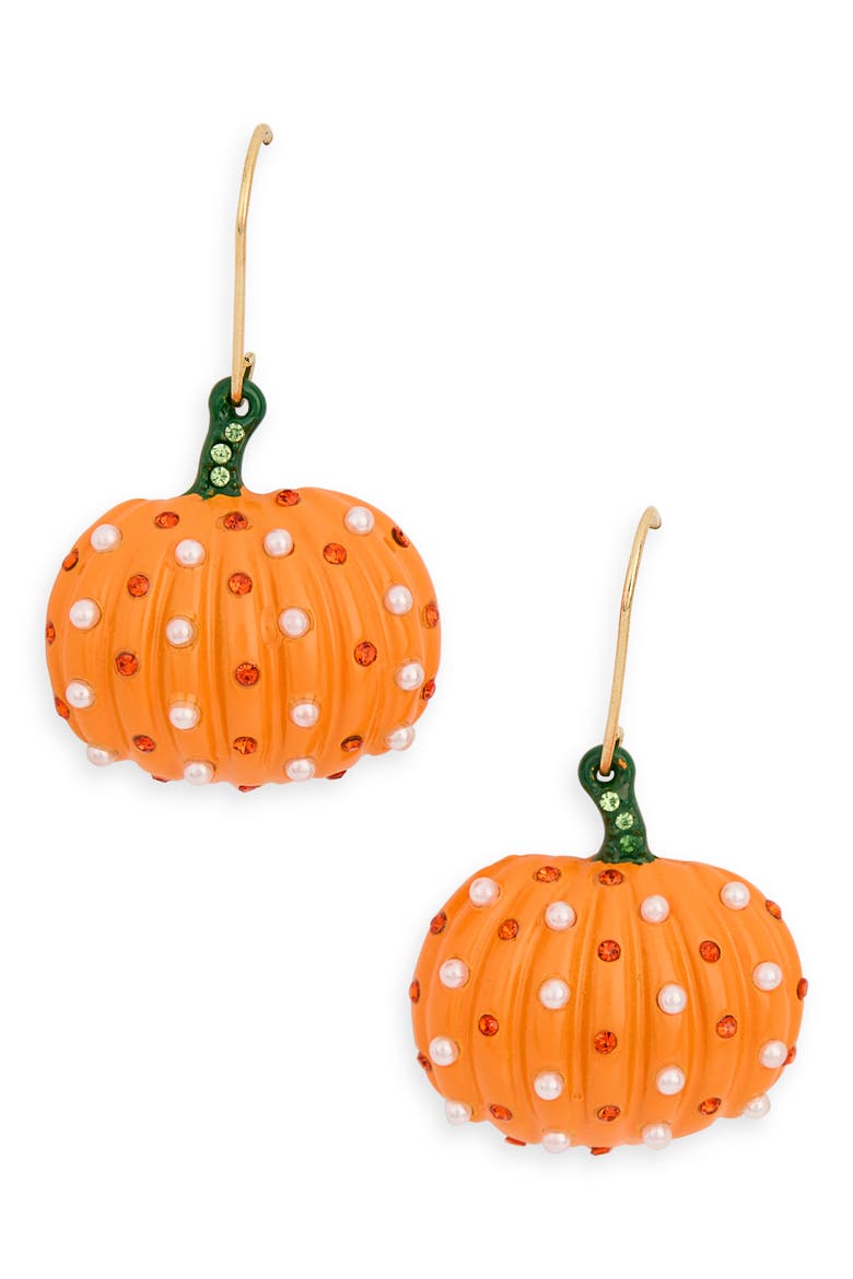 Pumpkin Drop Earrings, Main, color, ORANGE MULTI- GOLD