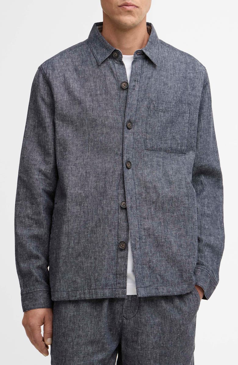 Barbour Stillwater Linen & Cotton Overshirt, Main, color, Navy