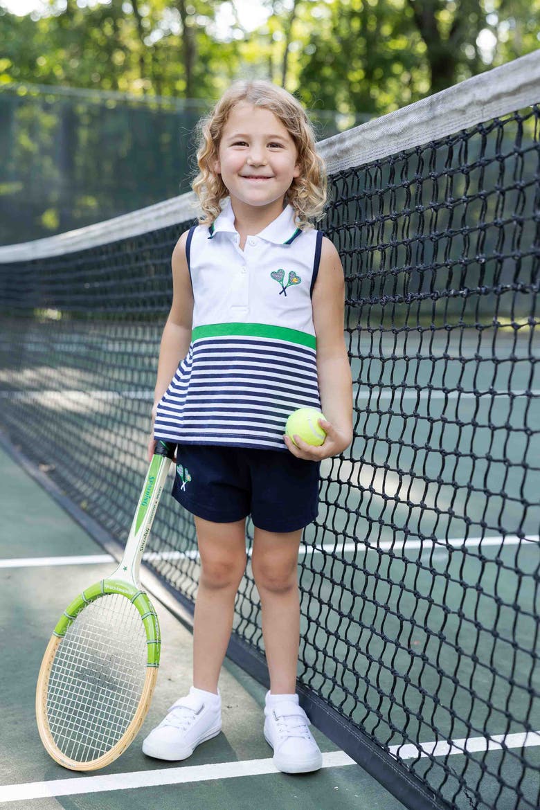Knit Short Set with Tennis Rackets, Alternate, color, Navy/White