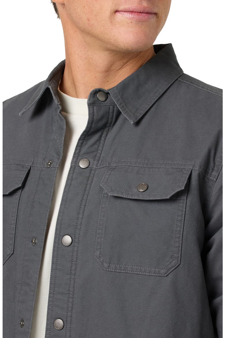 Bronsen High Pile Fleece Lined Snap-Up Canvas Jacket, Alternate, color, DARK SHADOW