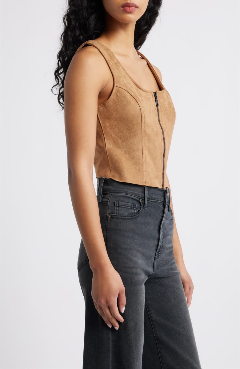 HIDDEN JEANS Faux Suede Fitted Vest, Alternate, color, Caramel