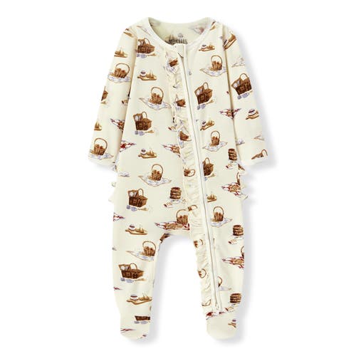 Milkbarn Organic Cotton Ruffle Footed Romper In Neutral