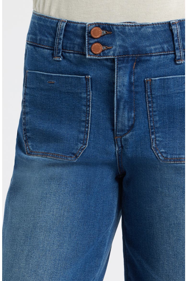 Patch Pocket High Waist Wide Leg Jeans, Alternate, color, BLUE