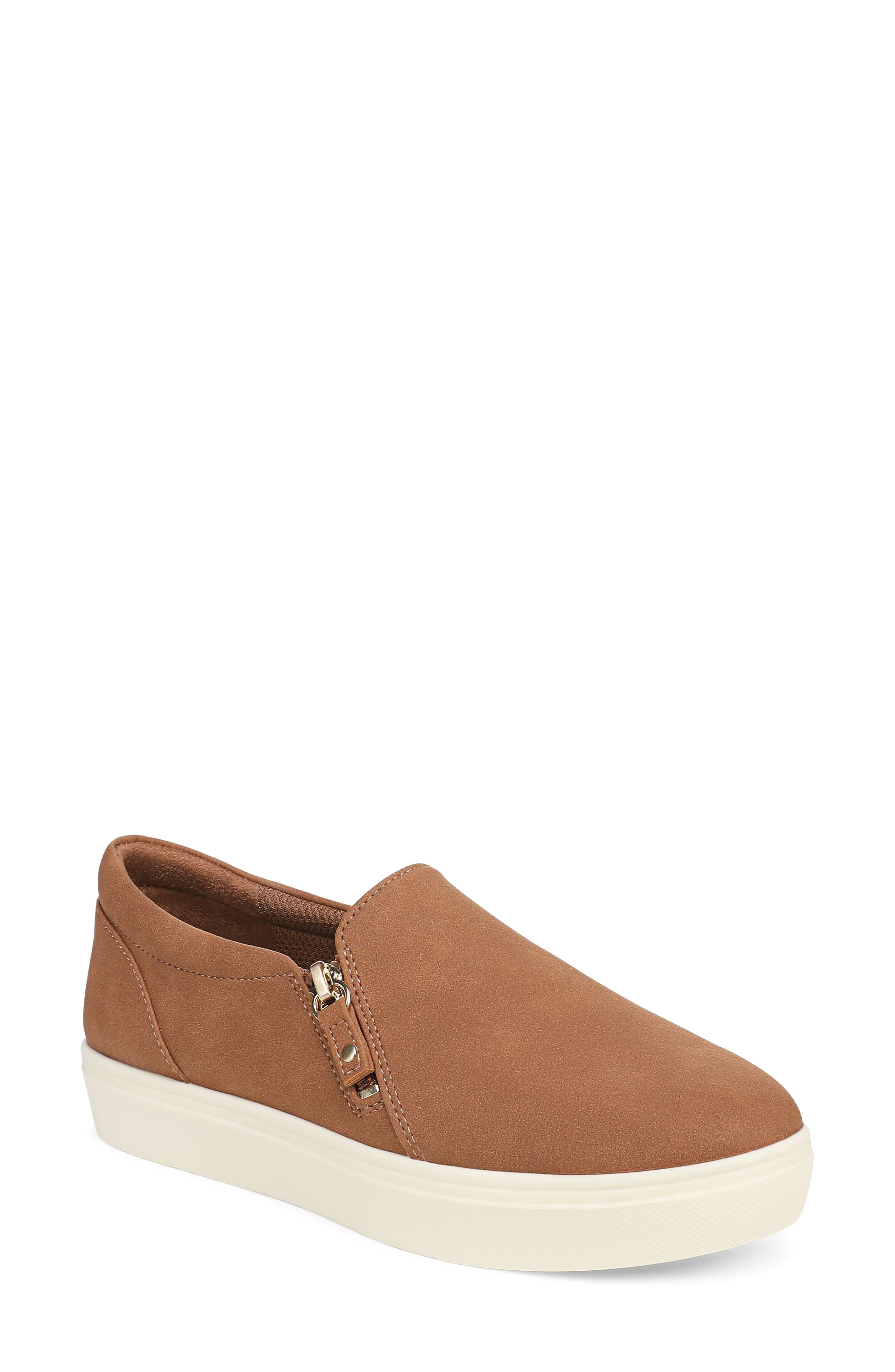 Madison Cloud Zip Sneaker, Main, color, HONEY BROWN FAUX LEATHER