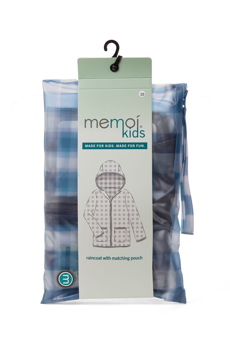 MeMoi Kids Checkered Raincoat with Self-Storage Pouch, Alternate, color, Navy