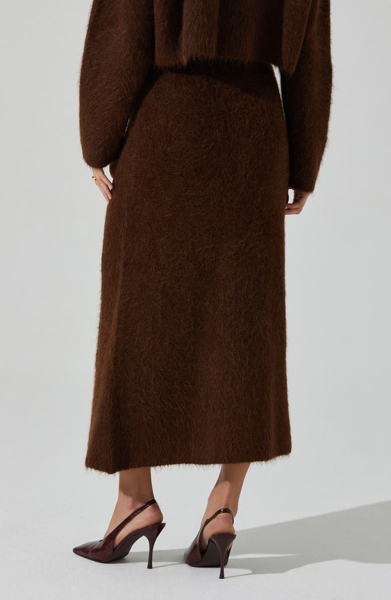 ASTR the Label Sinisa Fuzy Alpaca Blend Sweater Midi Skirt, Alternate, color, Brown