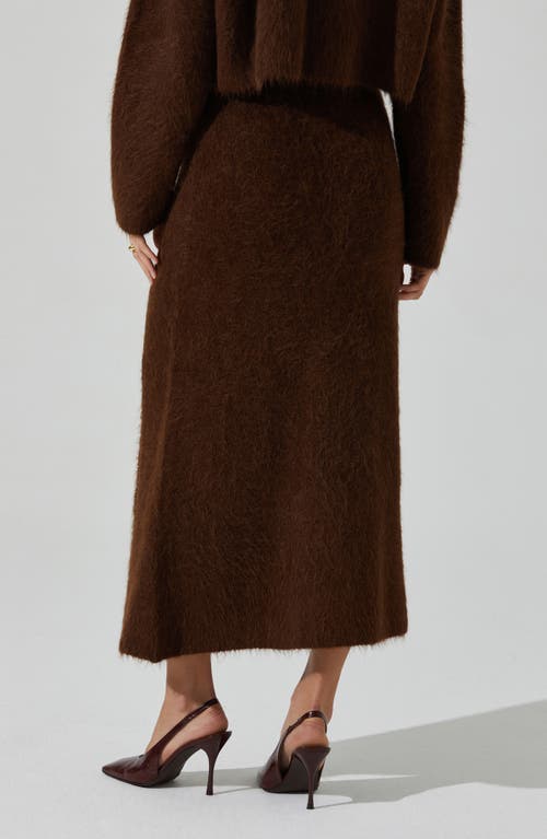 Astr The Label Sinisa Fuzy Alpaca Blend Sweater Midi Skirt In Brown
