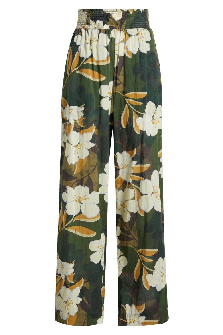 Brendon Floral Wide Leg Cotton Pants, Alternate, color, PLUMERIAS