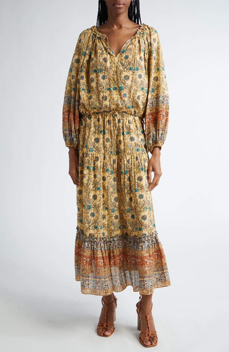 Ulla Johnson Paige Floral Cotton Blend Maxi Skirt, Alternate, color, Daylily