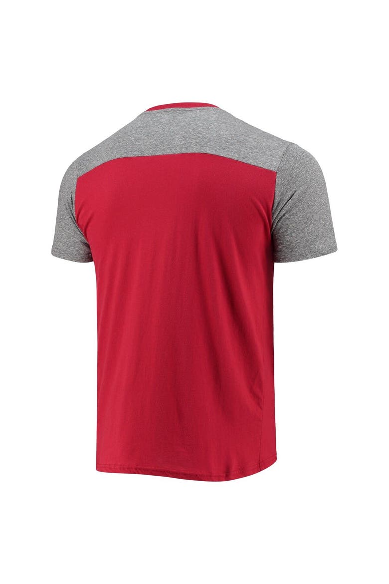 Men's Majestic Threads Red/Heathered Gray Atlanta Falcons Gridiron Classics Field Goal Slub T-Shirt, Alternate, color, Red