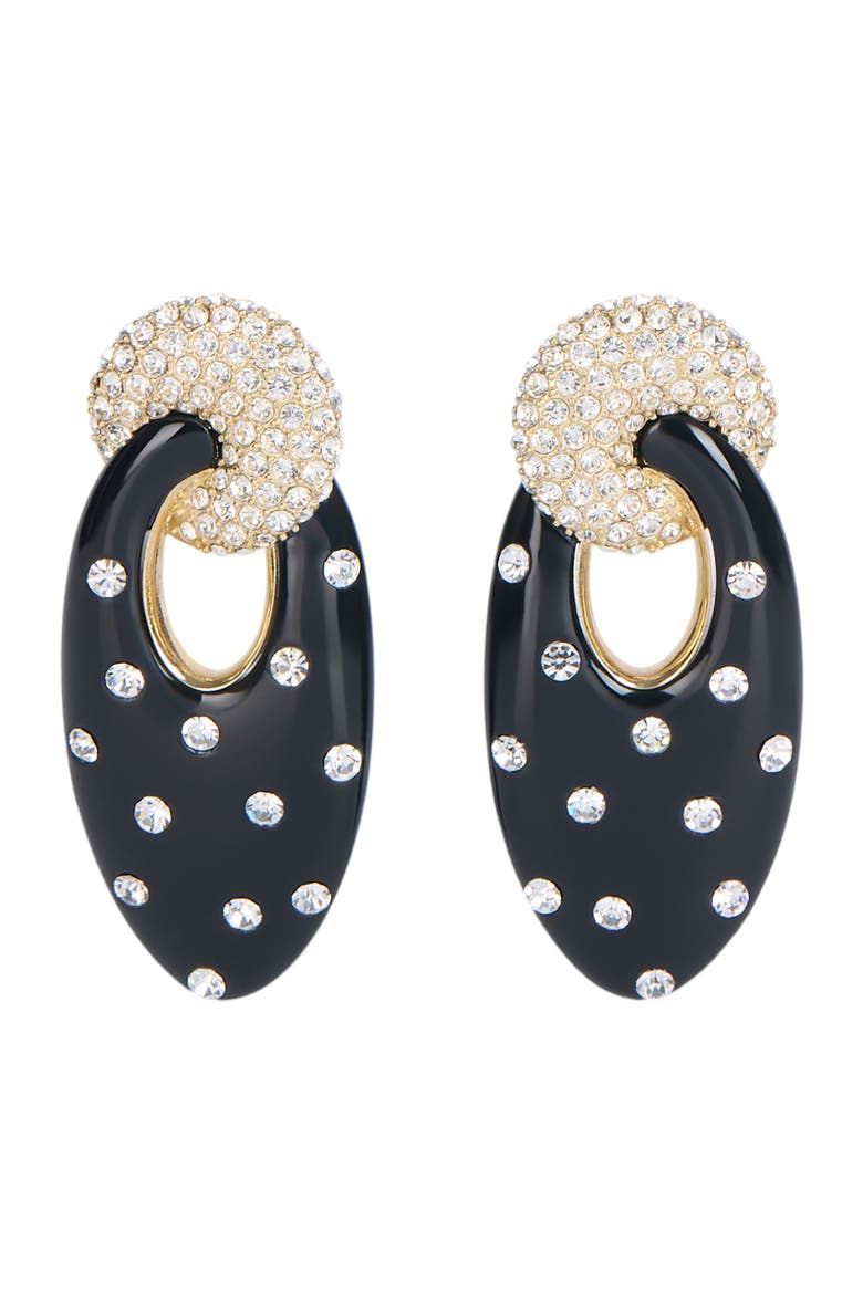 Lacquered Brass Organic Earrings with Crystals, Main, color, multicolor