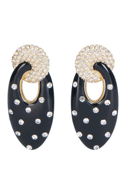 Lacquered Brass Organic Earrings with Crystals