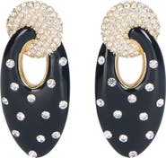 Balmain Lacquered Brass Organic Earrings with Crystals
