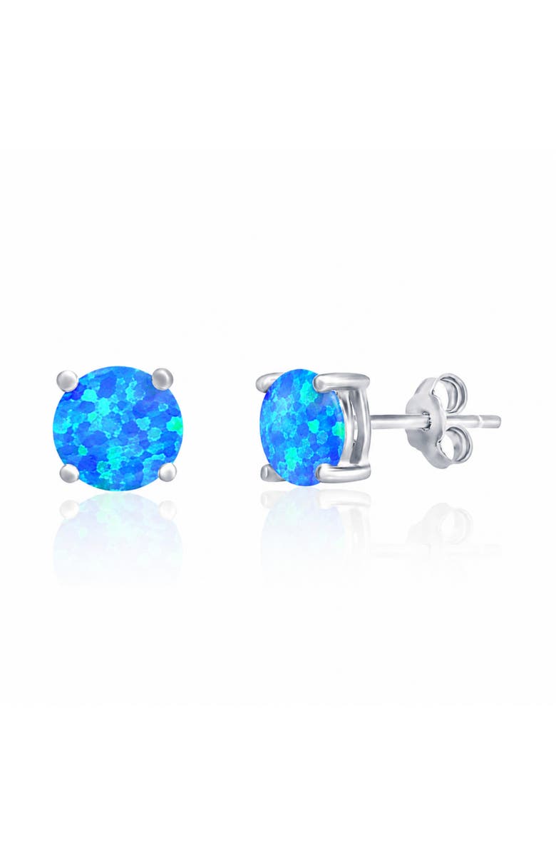 Donatello Gian Sterling Silver Round Opal Earrings, Main, color,