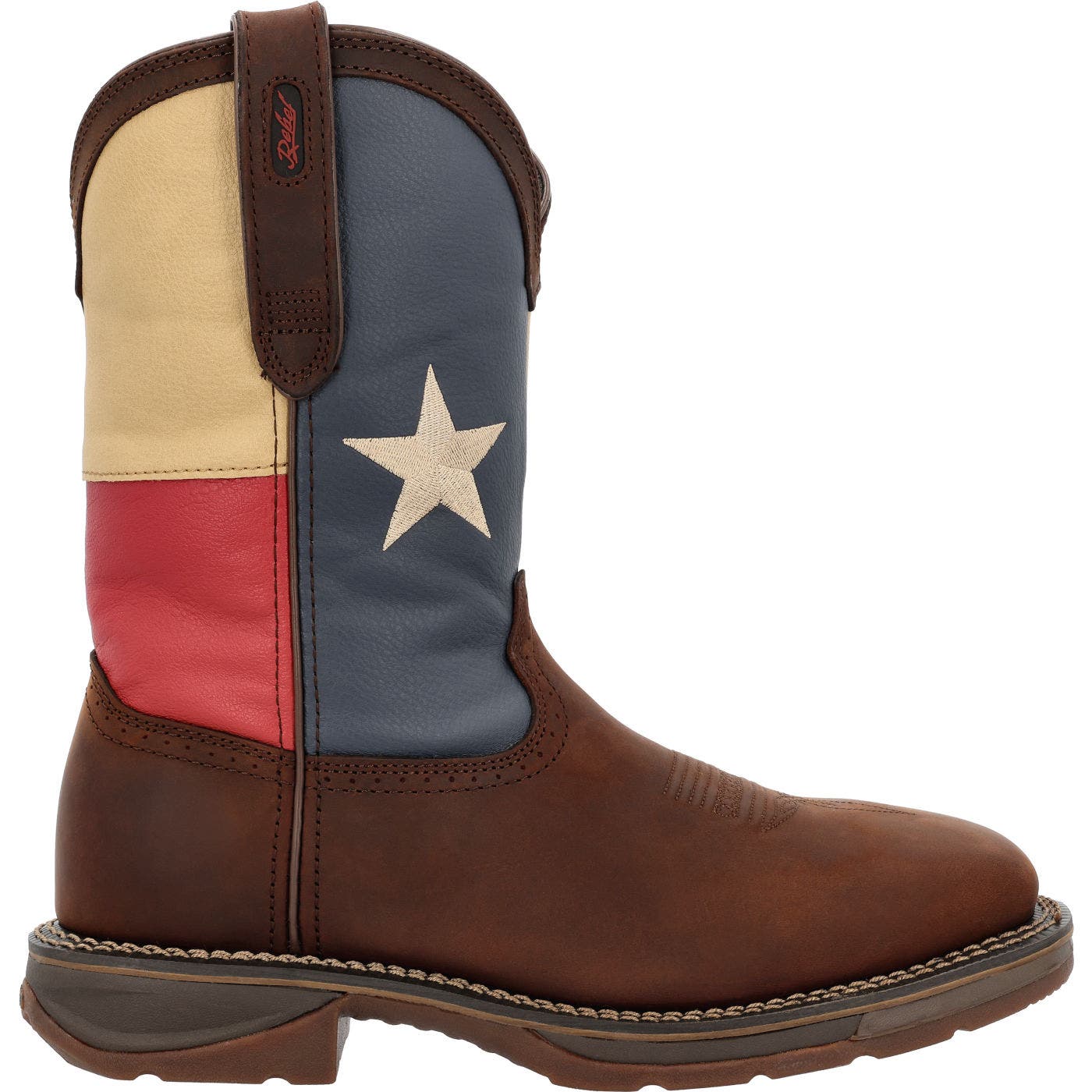 DURANGO Texas Flag Steel Toe Work Boot, Main, color, Dark Brown And Texas Flag