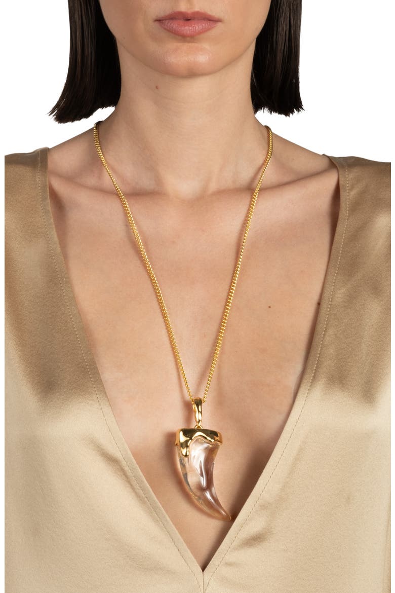 Liquid Lucite® Horn Pendant Necklace, Alternate, color, GOLD/ LUCITE