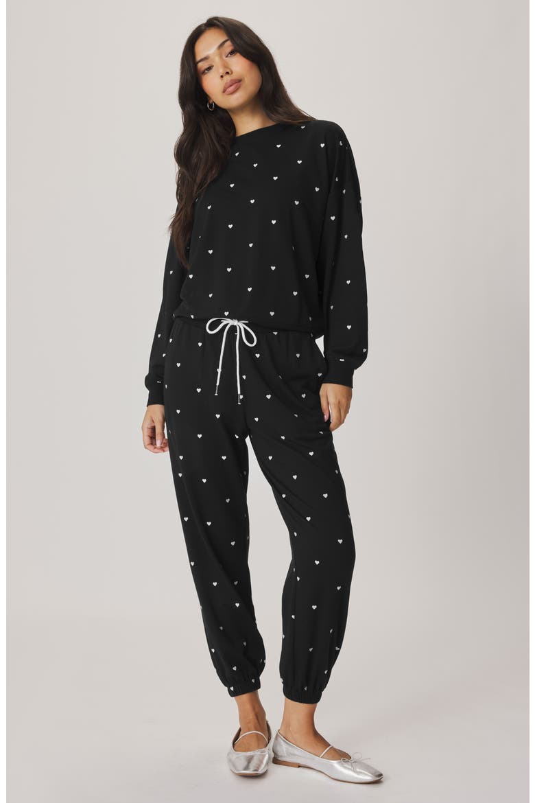 Love Embroidered Lounge Sweatshirt, Alternate, color, BLACK/ IVORY
