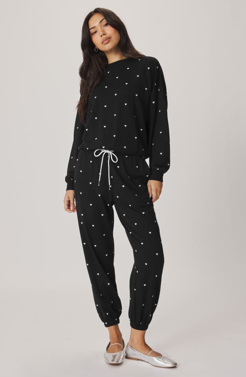 Splendid Love Embroidered Lounge Sweatshirt In Black