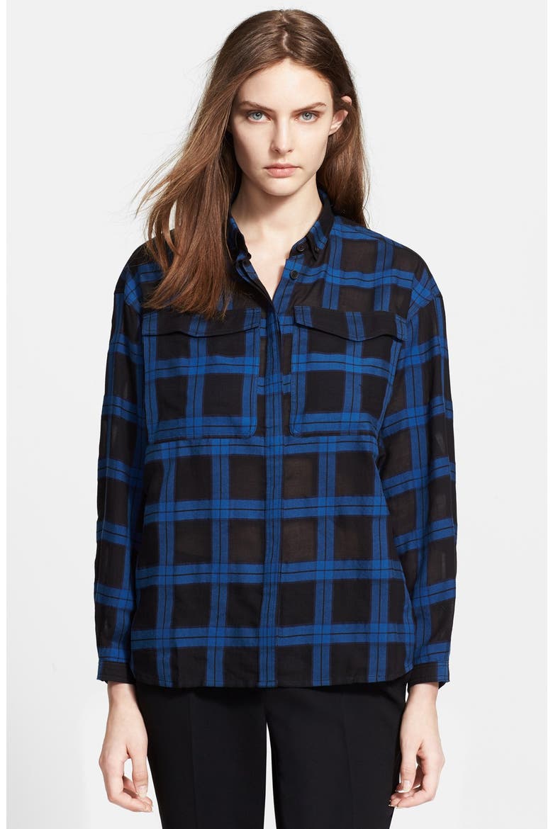Windowpane Plaid Cotton Shirt, Main, color, EMPIRE BLUE