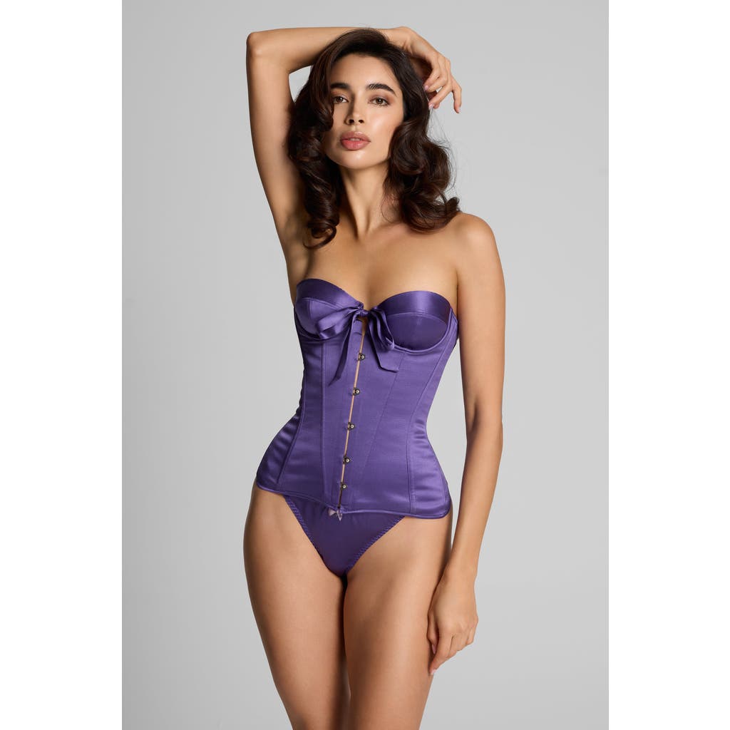 Scarlett Gasque Hibiscus Silk Corset In Purple