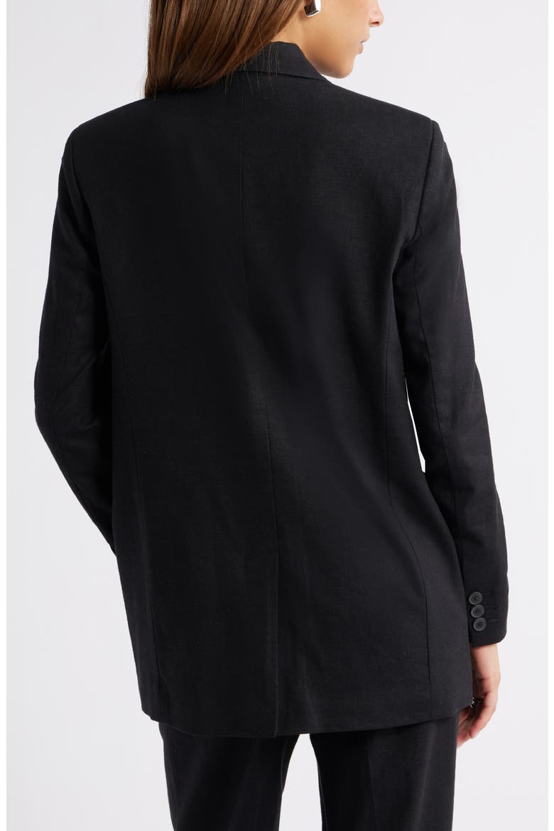Everyday One-Button Linen Blend Blazer, Alternate, color, BLACK