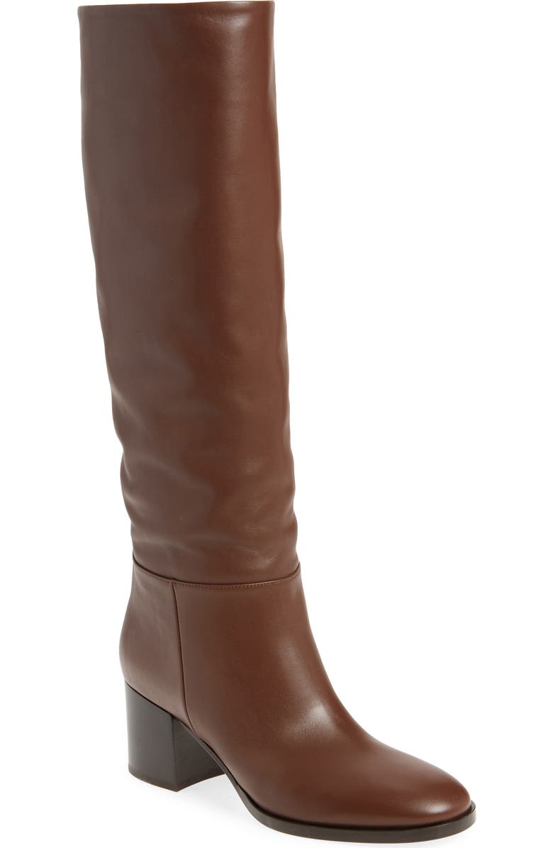 Gianvito Rossi Block Heel Tall Boot, Main, color, Brown