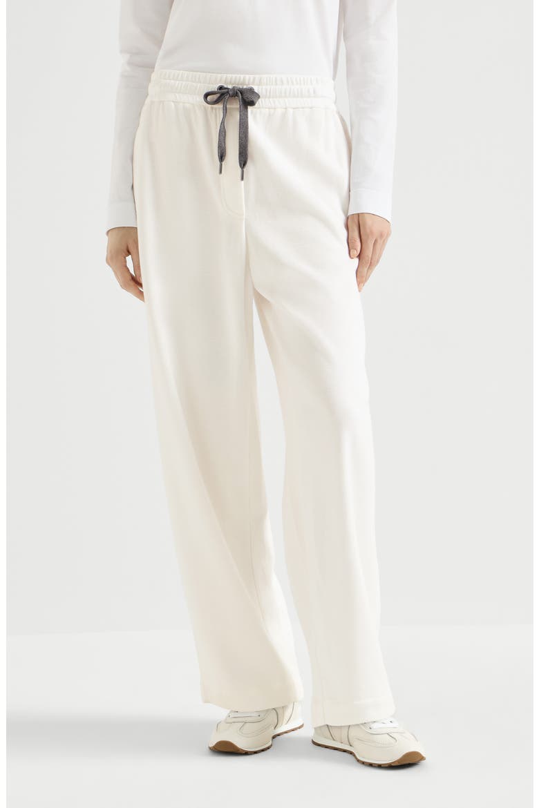 Techno cotton piqué track trousers, Main, color, White