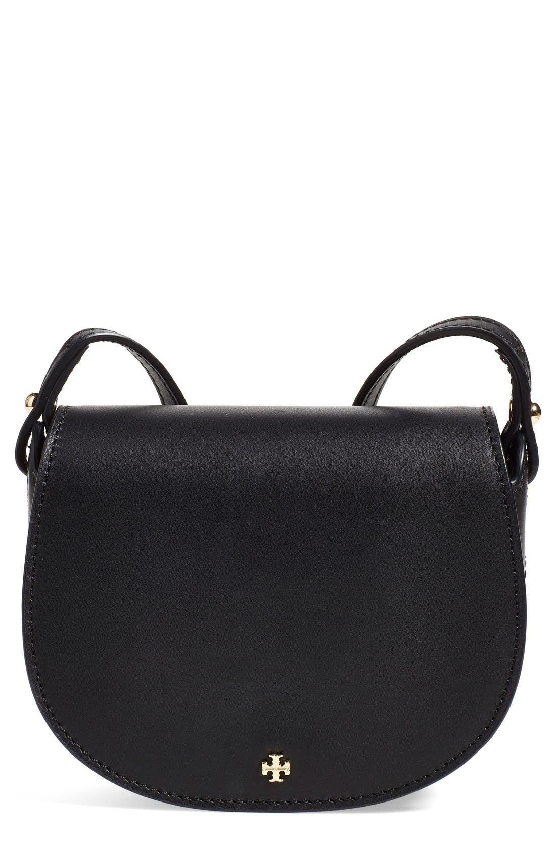 Tory Burch 'Mini' Leather Saddle Bag, Main, color, 