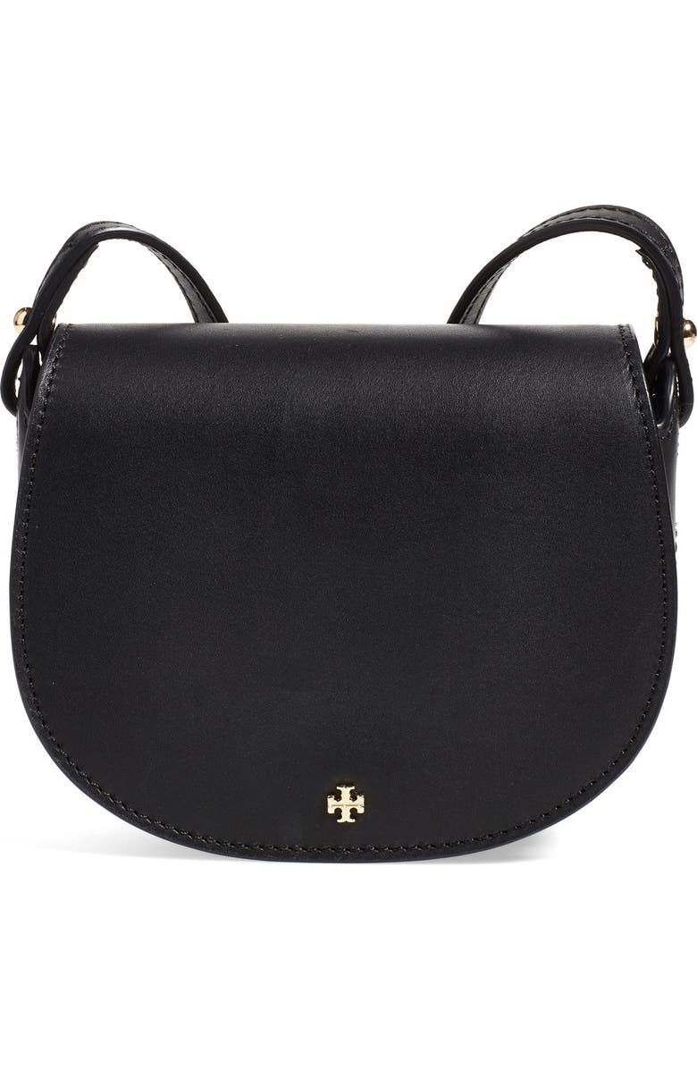 Tory Burch 'Mini' Leather Saddle Bag, Main, color,