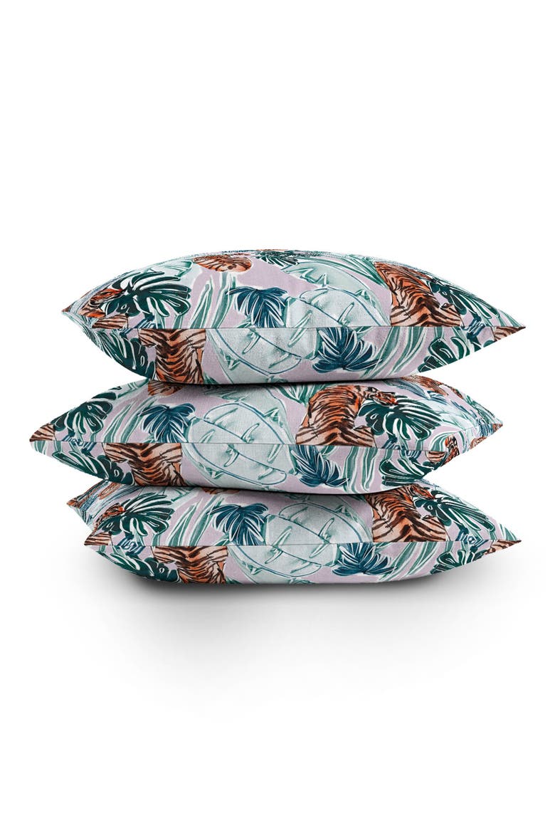 Stripe & Lobster Print Throw Pillow, Alternate, color, MULTI TIGER