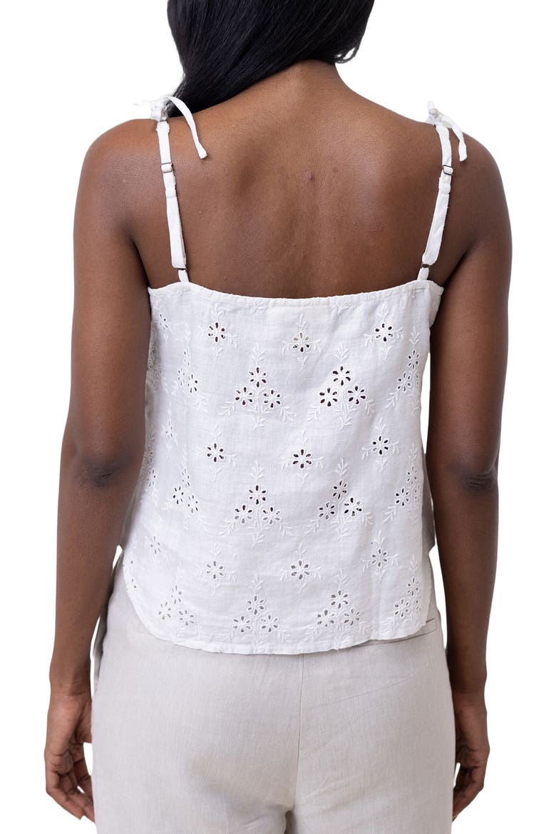 Tie-up Embroidered Camisole Top, Alternate, color, White Embroidered
