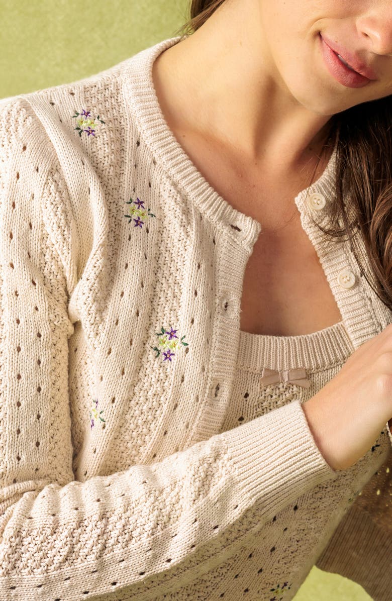 FLYING TOMATO Knit Cami & Cardigan Set, Alternate, color, Oatmeal