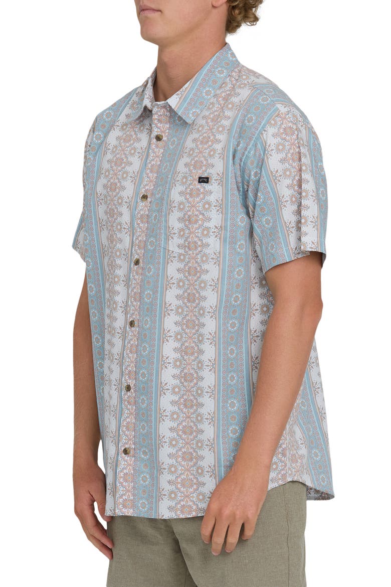 Sundays Short Sleeve Cotton Blend Button-Up Shirt, Alternate, color, BLUE FOG