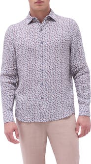 Bugatchi Julian Shaped Fit Linen Button-Up Shirt