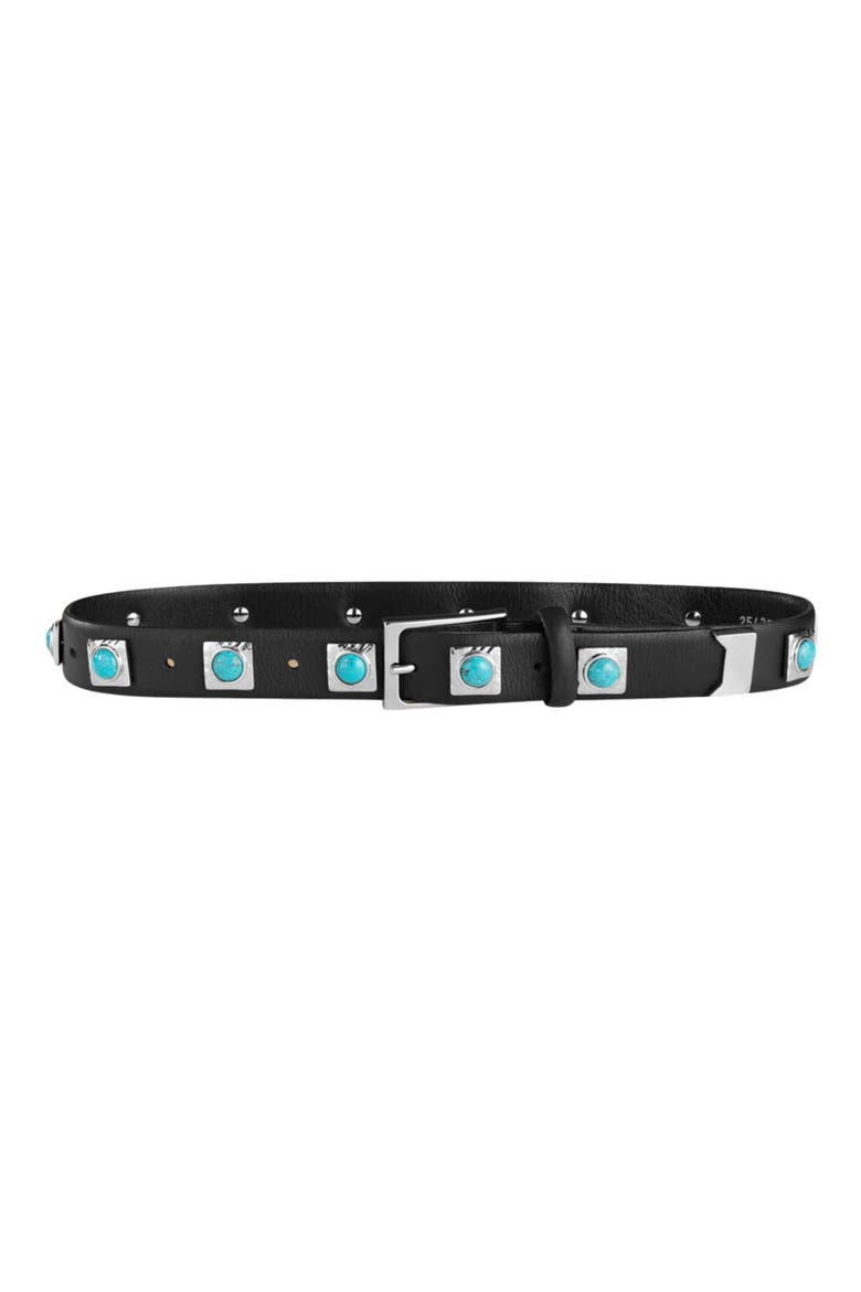 No. 2 Stud Leather Belt, Main, color, BLACK SILVER TURQUOISE ENAMEL